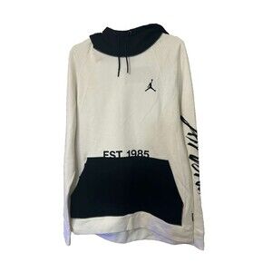 Air Jordan Greatest Pullover Hoodie Jacket Mens XL White Black Hooded